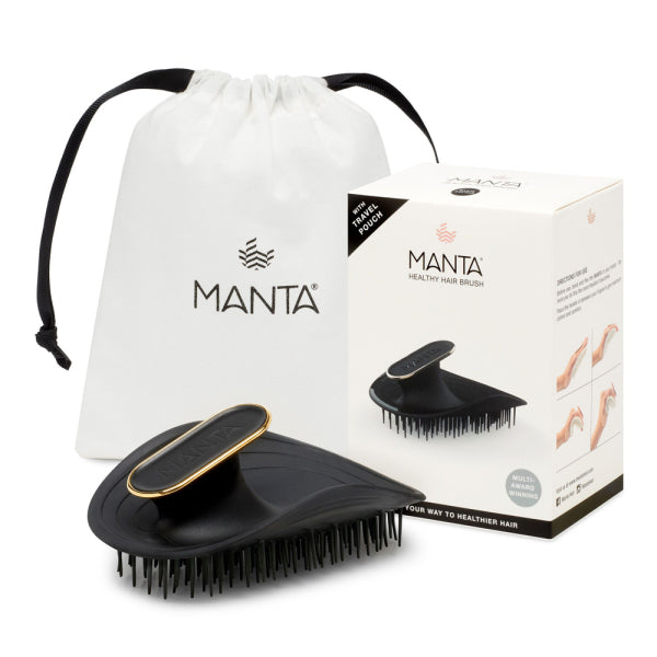 Щітка для волосся чорна Manta Brush Black/Gold