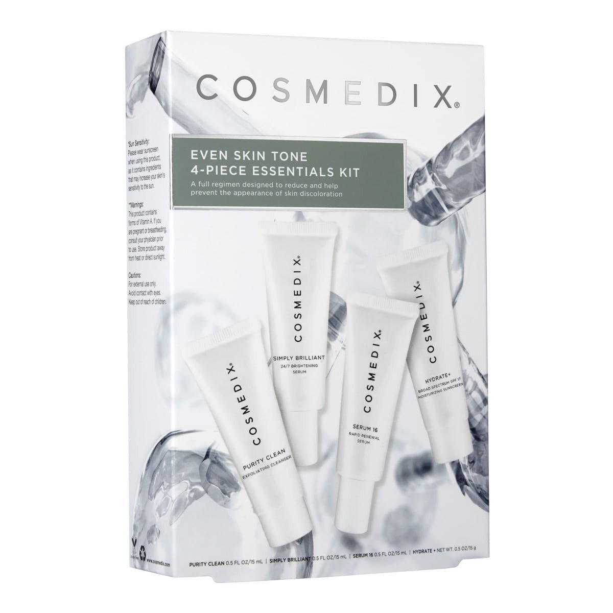 Even Skin Tone Kit Purity Clean, Simply Brilliant, Serum 16, Hydrate+ Cosmedix