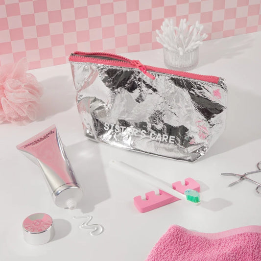 SISTER’S CARE COSMETIC BAG Косметичка для зберігання Sister's Aroma, сріблястий і рожевий