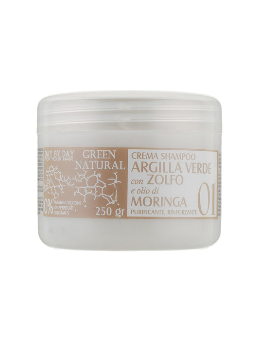 Крем-шампунь із зеленою глиною, біосіркою й олією моринги Alan Jey Green Natural Cream-Shampoo Orising  250  ml