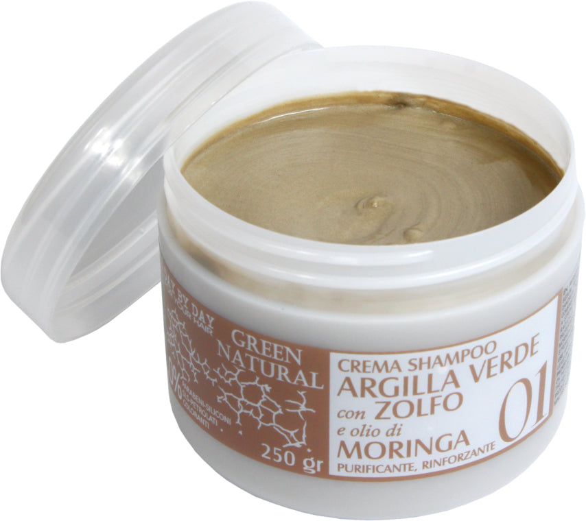 Крем-шампунь із зеленою глиною, біосіркою й олією моринги Alan Jey Green Natural Cream-Shampoo Orising  250  ml