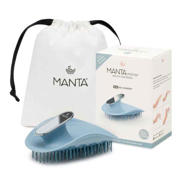 Щітка для волосся з дзеркалом блакитна Manta Mirror Brush Blue