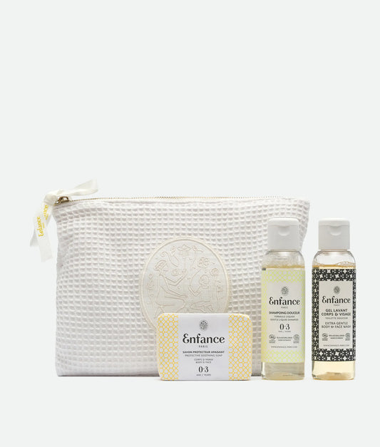Набір для подорожей дітям віком 0-3 років 1 pochette + 1 savon + 1 Shampoing 100ml + 1 Gel lavant 100ml Pochette Découverte Absolue 0-3 ans Enfance